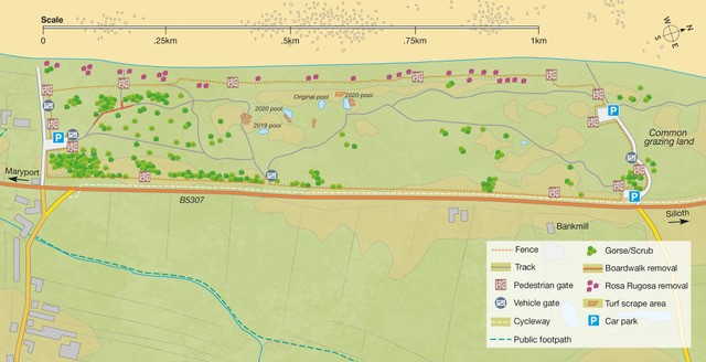 Map of Mawbray Banks showing nature recovery projects